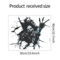 Detail showing the 50x40cm 3D zombie wall decal dimensions and product size specs - Zombie Broken Wall Style (MG-F067)