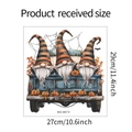 Detailed size chart for Halloween gnome wall sticker with pumpkins and vintage blue truck - 27x29cm (MG-M072)