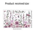 Detailsicht der Wandaufkleber mit lila Aquarellrosen und Ranken inklusive Größenangaben - Lila Blumenranke (MG-C009)
