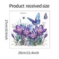 Layout dettagliato delle dimensioni per adesivo murale con crocus viola e farfalle blu - Specifica 27x29cm / Stile MG-M013
