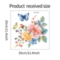 Detalle de pegatina de pared de flores y mariposas con rosas de acuarela y tamaño 29cm - Estilo MG-M009