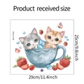 Detailed size guide for the MG-F058 cartoon cat and strawberry kitchen wall sticker - 25x29cm (MG-F058)