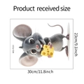 Detailed sheet of a 3D cartoon mouse with cheese wall sticker measuring 30x23cm for decor - 23cmx30cm (MG-F031)