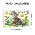 Detailed 60x40cm sheet layout of cartoon cat and flower wall decals with dimensions - 40*60cm(MG-E028)
