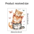 Detail showing cartoon stacked cats and butterflies wall sticker with 35x29cm dimensions - 29x35cm (MG-F057)