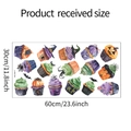Detail showing 30cm x 60cm Halloween cupcake wall sticker layout with MG-B017 dimensions - Model MG-B017