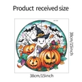 Detaillierte 38cm Größentabelle für Halloween Geist und Kürbis UV statische Fensterbilder - Geist liest Kürbis-Laterne (MG-F087 UV)