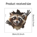 Detaillierte Ansicht des 3D-Waschbär-Wandstickers mit genauen Maßen von 39cm x 35cm - 35*39cm/HY-F075