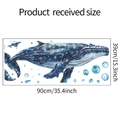 Detailed view of ocean whale wall stickers measuring 90x39cm for nursery decoration - 39*90cm (HY-F078)