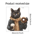 Detaillierte Maße des Kaffee-Katzen-Wandstickers mit Höhen- und Breitenangaben - 35x38cm