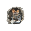 Vinilo decorativo 3D ratón sentado en el inodoro leyendo periódico para pared - 11.5*11.5cm/MG-S001