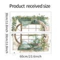 Detaillierte Maße der Fenster-Wandaufkleber mit grünen Pflanzen und grauer Katze - Fenster-Attrappe Katze Blume Stil (HY-B027)