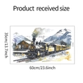 Specifiche delle dimensioni per l'adesivo da parete con treno d'epoca e paesaggio montano - 35x60cm