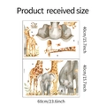 Detailed layout view of 40x60cm watercolor giraffe and elephant wall sticker set - Watercolor Animal Pattern Style (HY-E062)