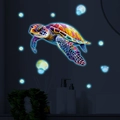 Adesivi murali tartaruga luminosa con bolle brillanti per camerette e decoro bagno - LTYG038 Luce Blu / 18*30cm