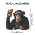 Detailed dimensions of the ape drinking beer wall sticker measuring 39cm by 35cm - 35x39cm (HY-F097)