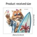 Guía de tallas detallada para adhesivo de pared de gato surfero, mide 29cm por 26cm - Gato De Pelo Largo Naranja Camisa Selfie (HY-M120)
