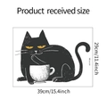 Funny black cat and coffee wall sticker showing 39cm x 29cm dimensions and size details - 29x39cm (HY-F106)