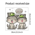 Dimensions détaillées du sticker mural chats mignons avec chapeaux grenouille et notes - Chat Mignon Avec Chapeau Grenouille (HY-F107)