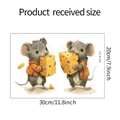 Cartoon mice eating cheese wall sticker detail with dimensions 30cm by 20cm - Cartoon Mouse Cheese (HY-F111) / 20x30cm