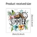 Dettaglio dell'adesivo murale con frutti tropicali e fiori con dimensioni del prodotto SUMMER - Stile Frutta Tropicale Cocco (HY-F116) / 29*29cm