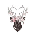 Detail of artistic watercolor deer head wall sticker with Love You Deerly text - Watercolor Floral Deer Head Style / Single Sheet Layout