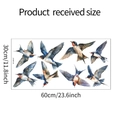 Detailliertes 30x60cm Layout der Aquarell-Schwalben-Wandaufkleber mit Flugpositionen - Aquarell Fliegende Schwalben Stil (HY-B037)