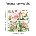 Detail van twee vellen muurstickers met roze lelies en vlinders, formaat 30x60cm - Roze Lelie Vlinder Stijl (HY-B041)