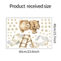 Detailed sheet of watercolor cloud bear wall stickers with stars and sizing measurements - 40x60cm(HY-E072)