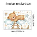 Detailed product layout size of sleeping bear on cloud wall sticker measuring 60x40cm - 40*60cm (HY-E071)