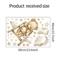 Detailed size chart for bear and clouds wall sticker showing 60cm by 40cm dimensions - 40x60cm