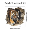 Detail view of 3D tiger wall sticker showing the 39cm by 39cm layout and fierce animal pattern - Tiger Broken Wall (HY-F120) / 39*39CM