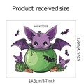 Halloween bat switch sticker dimensions 14.5x12cm featuring cartoon bat in a cauldron - 12x14.5cm