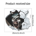 Detaillierte Größentabelle für den gruseligen 3D-Zombie-Totenkopf-Wandtattoo mit Maßen - Monster mit scharfen Zähnen Stil (HY-M155)