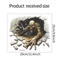 Detail van 3D-zombie muursticker met afmetingen 29x25cm voor Halloween decoratie - Realistische Horror Zombie Stijl (HY-M167)