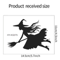 Detail von Halloween Hexe auf Besen Wandsticker mit 14,5x11 cm Abmessungen - 11*14cm (HY-KG075)
