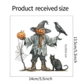 Dettaglio dell'adesivo per interruttore di Halloween con dimensioni e gatto nero - Stile Spaventapasseri Zucca Gatto Nero (HY-KG074)