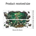 Detail showing the 30x90cm dimensions of 3D Halloween skeleton wall sticker sheets - 3D Broken Wall Skeleton Style (HY-C026)