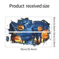 Dettaglio degli adesivi murali 3D di Halloween con zucche, castello e misure precise - Stile HY-C025 (HY-C025)