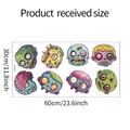 Detaillierte Übersicht acht Zombie- und Monster-Wandtattoos im 30x60cm Produkt-Layout - Cartoon Zombie Stil (HY-B049) / Große Größe