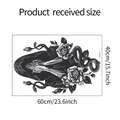Gothic Wandaufkleber mit Totenkopf, Schlange und Rosen, Detailansicht in 60cm x 40cm - Gothic Skelett Stil (HY-E092)