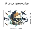 Detaillierte Maße des Halloween Wandtattoos mit Totenkopf und Rabe, 60cm x 40cm groß - 40x60cm (HY-E094)