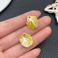 Macro detail of acrylic leaf petal pendant with pearlescent texture and drilled hole - Iridescent Yellow Cabbage Leaf (22008)