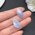Close-up of matte blue leaf charms for DIY ancient style hairpins and jewelry - Transparent Sea Blue Gradient Petal (21975)