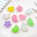 Luminous resin charms set with heart, star, and moon shapes for DIY jewelry making - Mixed Luminous Resin Star Moon Heart Style