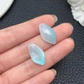 Ice blue gradient frosted glass lotus leaf pendants for DIY jewelry making and hairpins - Transparent Blue Gradient Petal (21974)
