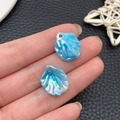 Iridescent light blue shell acrylic pendants for DIY handmade jewelry and earrings - Iridescent Lake Blue Cabbage Leaf (21999)
