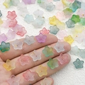Frosted acrylic flower beads in macaron colors with gold foil accents for DIY jewelry - 100 Cherry Blossoms 9 Styles (SN1353)