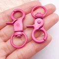 Rose pink metal lobster claw clasps with swivel ring for DIY keychain and bag accessories - 44x21mm / Rose Red