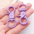 Pair of purple matte swivel lobster clasps for DIY bag accessories and keychains - 44x21mm / Purple